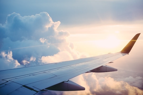 A view of the sky from an airplane window